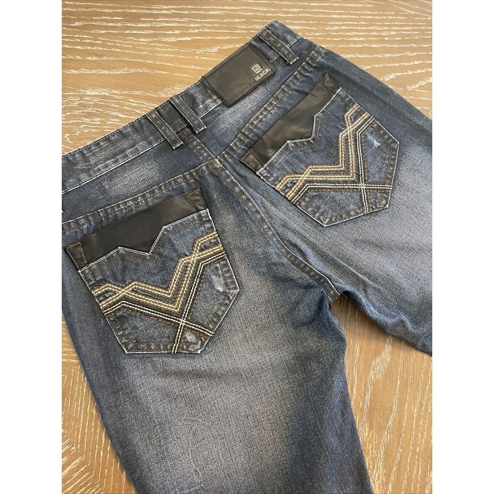 BLACK Mens Jeans 30x30 Low Rise Slim Fit Straight Distressed Dark Wash EXCELLENT